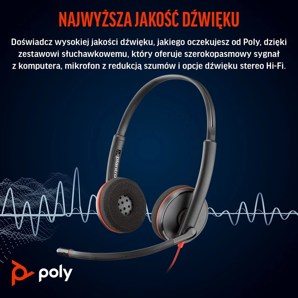 Hewlett Packard (HP) HP Poly Blackwire 3220 stereo USB-C ausinės + USB-C/A adapteris