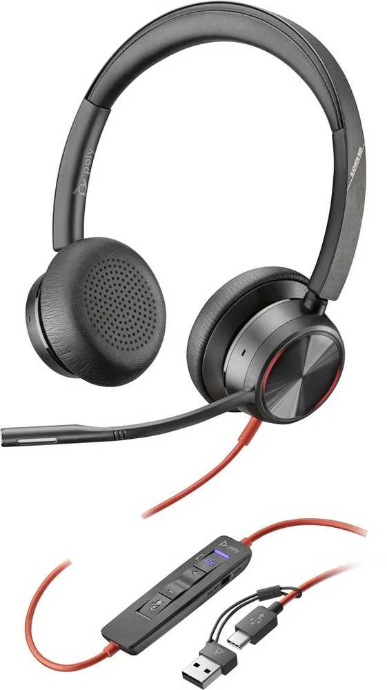 Hewlett Packard (HP) HP Poly Blackwire 8225 stereofoninis Microsoft Teams sertifikuotas USB-C Ausinės +USB-C/A adapteris
