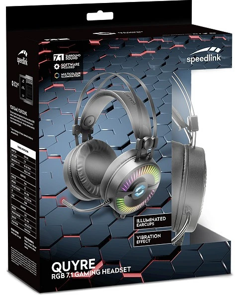 Ausinės - Speedlink Quyre RGB 7.1 SL-860006-BK Juodos