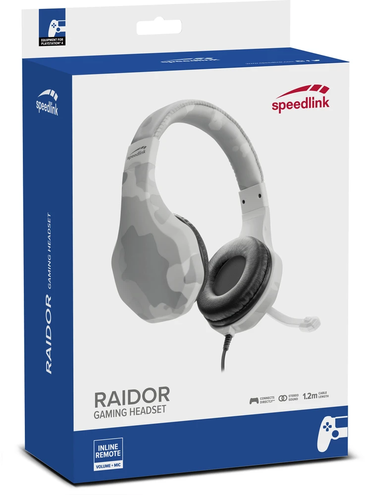 Ausinės - Speedlink Raidor PS4 Ausinės, 50 mm, 1,2 m, Balta