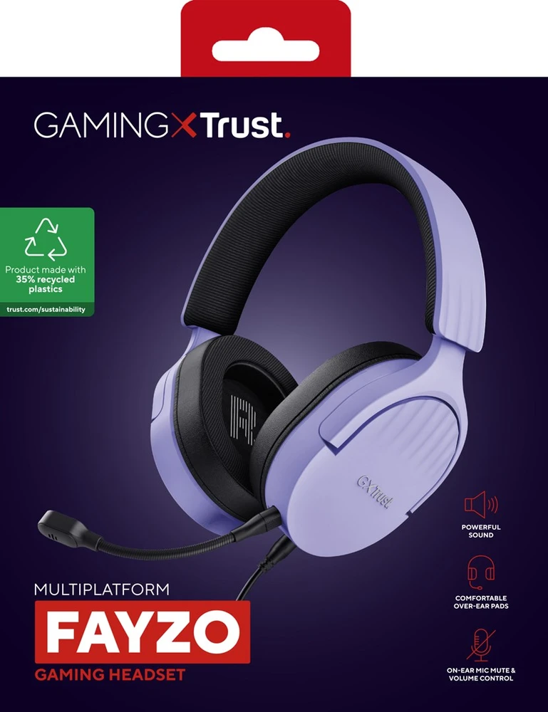 Trust GXT 489P FAYZO Daugiaplatformės žaidimų ausinės (violetinės)