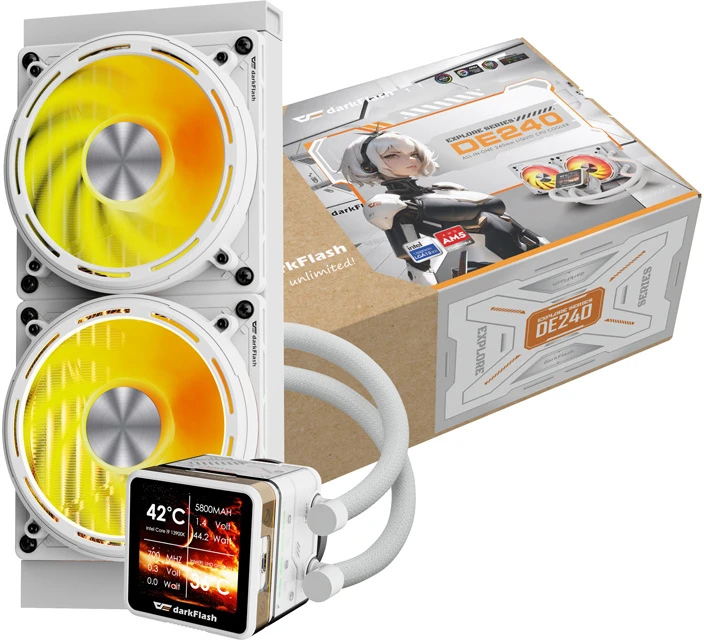 Aušinimo sistema - darkFlash DE240 vandens aušinimo sistema 315W TDP ARGB balta