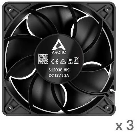 ARCTIC S12038-8 serverio ventiliatoriai, 4-pin, 120mm, 3 vnt.