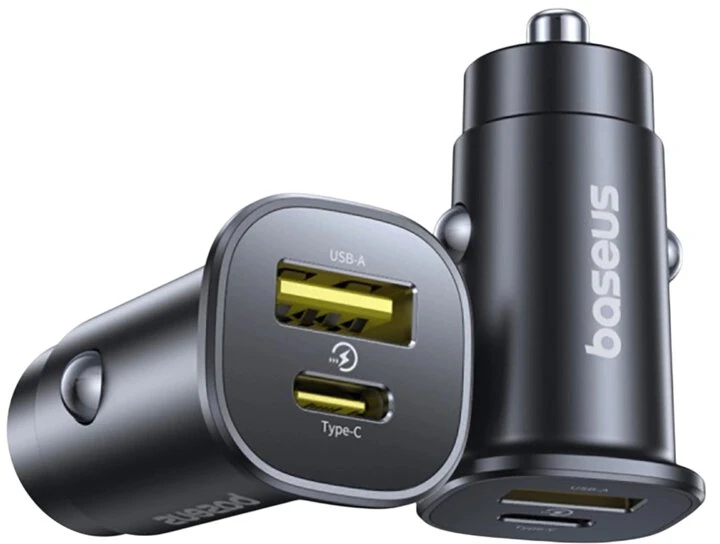 Baseus Automobilinis įkroviklis GoTrip 30W 12-24V USB-A + USB-C QC PD, juodas