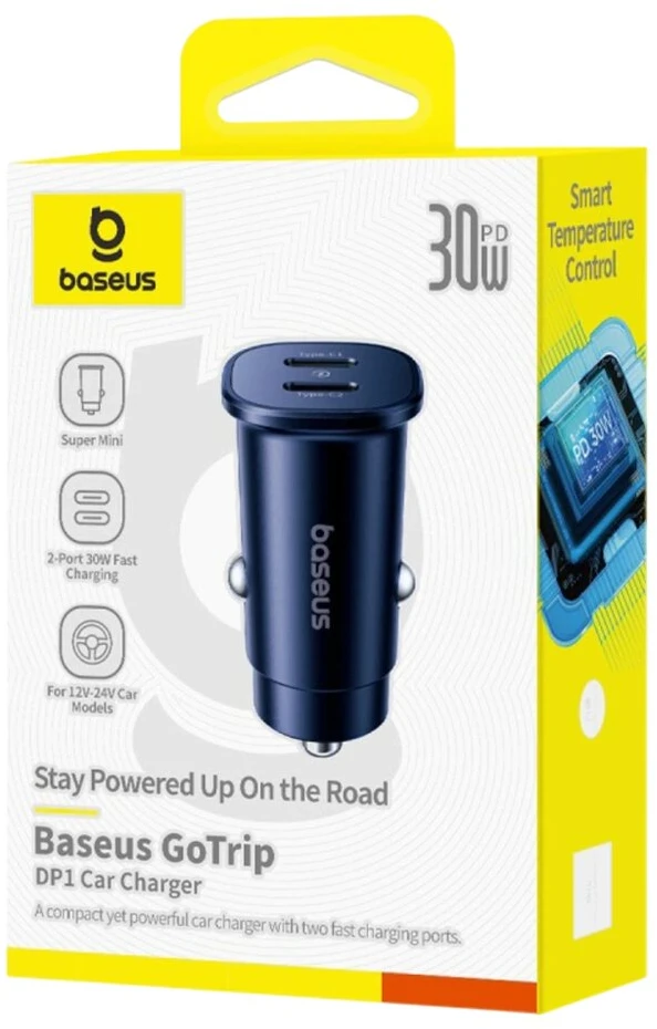 Baseus GoTrip automobilinis įkroviklis 2x USB-C 30W Cosmic Juodas