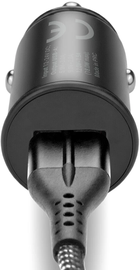 Automobilinis Įkroviklis - everActive CC-15QC 18W su USB-C Kabeliu LED, Juoda