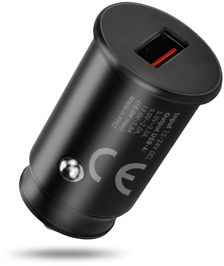 Automobilinis Įkroviklis - everActive CC-15QC 18W su USB-C Kabeliu LED, Juoda