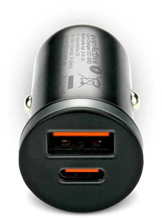 Automobilinis įkroviklis everActive CC-30Q USB + USB-C QC 3.0 PD 35W