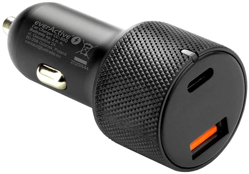 Automobilinis įkroviklis everActive CC-50Q USB QC3.0 + USB-C PD 75W