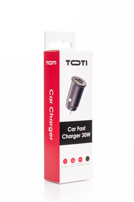 SEEK TOTI 30W Type-C + USB A Car Fast Charger, Juodas
