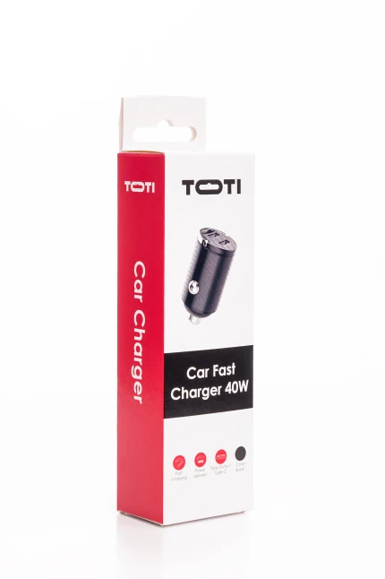 SEEK TOTI 40W Dual Type-C Port Car Fast Charger, Juodas
