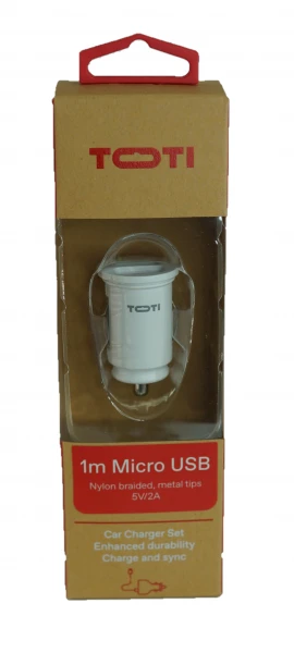 TOTI Dual USB Car Charger with micro usb cable 1m 2.1 A, Baltas