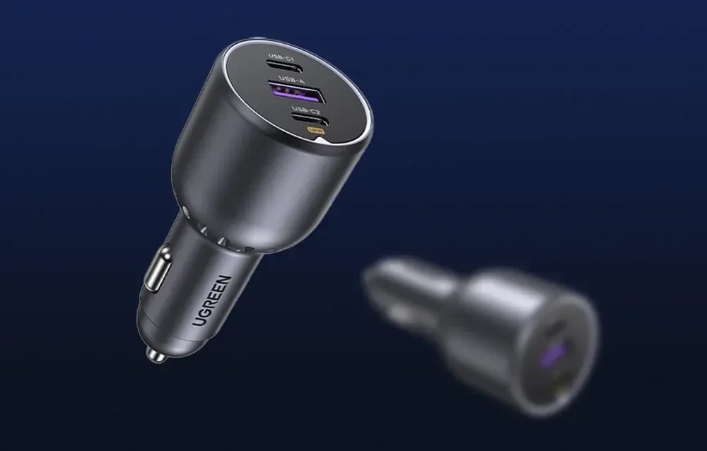 Ugreen 130W 3-Port Fast Car Char pilka Ausinės, Mobilus kompiuteris, Mobilusis telefonas, , Išorinė baterija, Telefonas Pilka Cigarų pridegiklis Automatinis