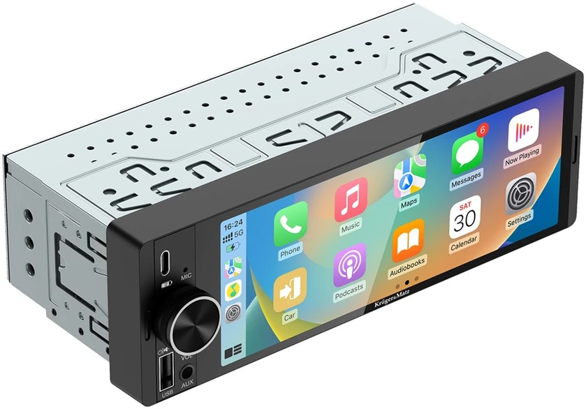 Automobilinis radijas - Kruger & Matz KM2016 1DIN CarPlay/Android Auto 6,36 colio ekranas Bluetooth