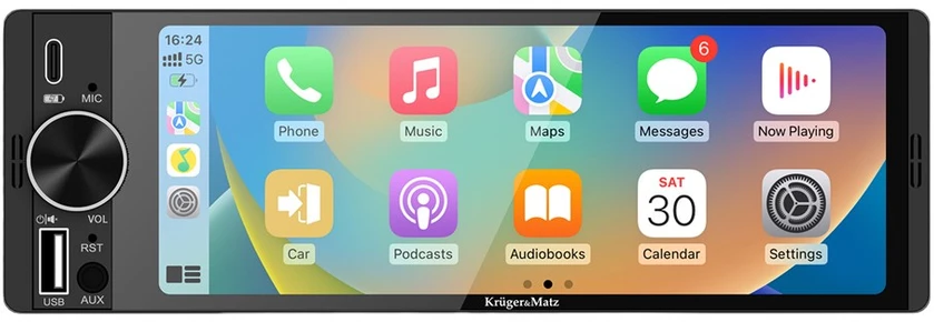 Automobilinis radijas - Kruger & Matz KM2016 1DIN CarPlay/Android Auto 6,36 colio ekranas Bluetooth
