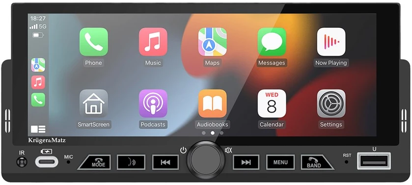 Automobilinis radijas - Kruger & Matz KM2017 1DIN CarPlay/Android Auto, 6,9 colio ekranas, Bluetooth 5.1