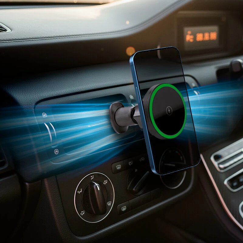 Automobilinis Telefono Laikiklis - everActive MC-W15 Pro Magnetinis Laikiklis, 15 W Belaidis Įkrovimas, Juodas