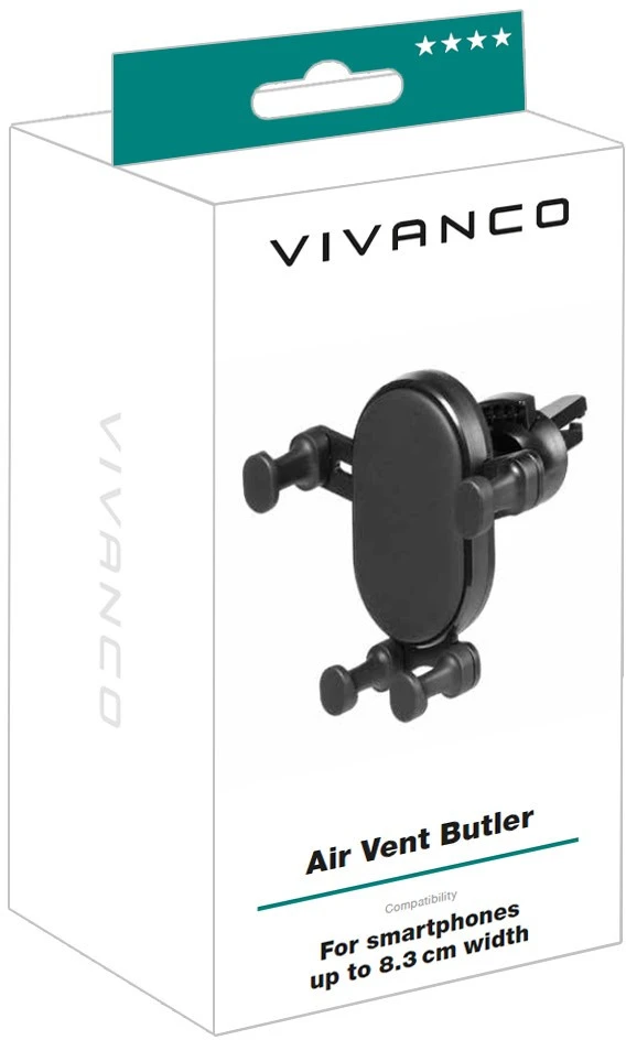 Automobilinis Telefono Laikiklis - Vivanco Butler 61631 Universalus Oro Angos 8,3 cm Juodas