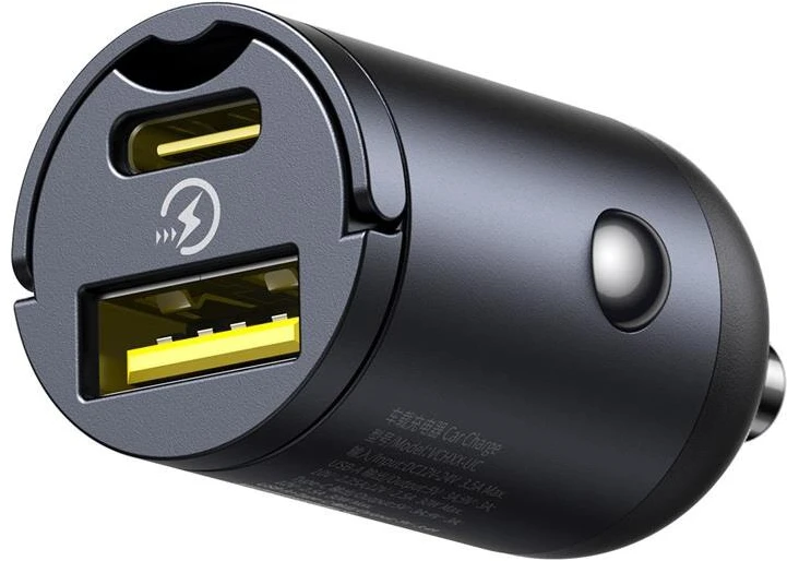 Baseus Tiny Star mini automobilinis įkroviklis USB-A/USB-C 30W Cosmic Juodas