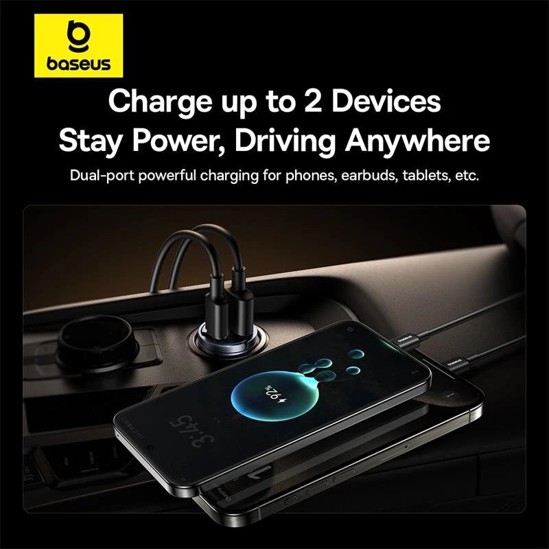 Baseus Tiny Star mini automobilinis įkroviklis USB-A/USB-C 30W Cosmic Juodas