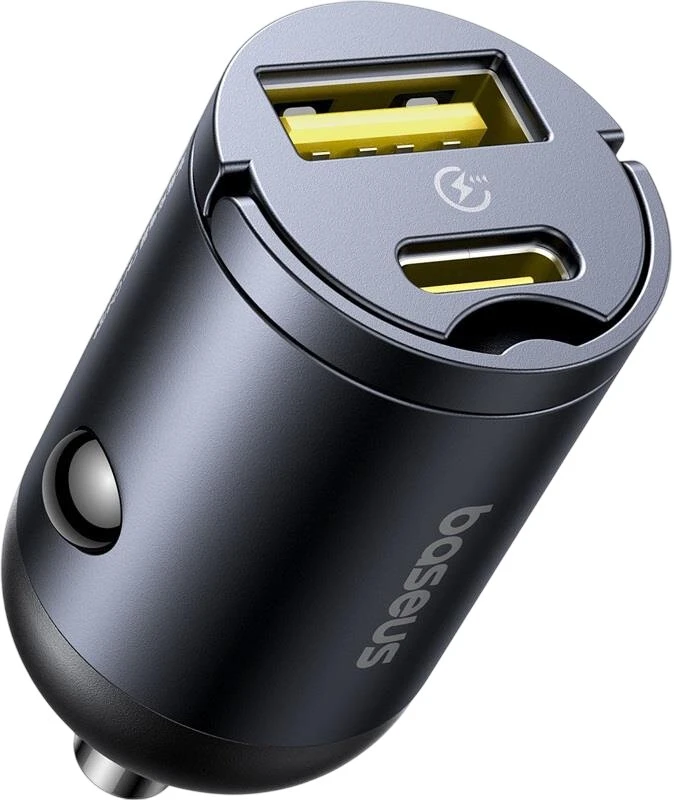Baseus Tiny Star mini automobilinis įkroviklis USB-A/USB-C 30W Cosmic Juodas
