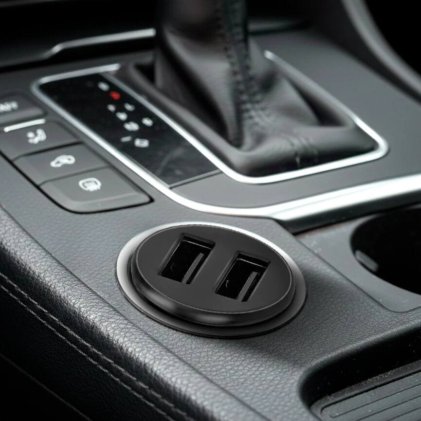 Automobilio Įkroviklis - everActive CC-25 12W Dual USB-A Ports 5V/2.4A, Juoda