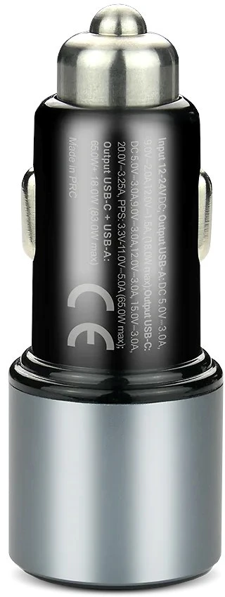 Automobilinis įkroviklis everActive CC-60Q USB QC3.0 + USB-C PD 83W