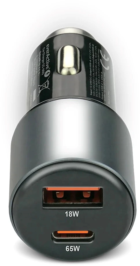Automobilinis įkroviklis everActive CC-60Q USB QC3.0 + USB-C PD 83W