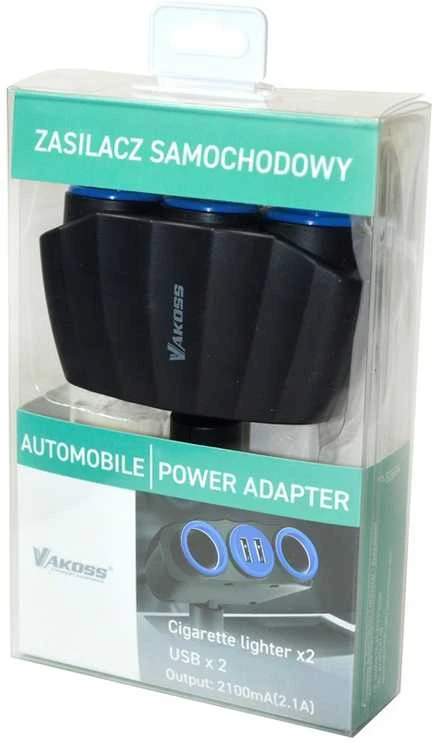 Vakoss TP-3268K 2xUSB Cigarette Lighter Socket Splitter