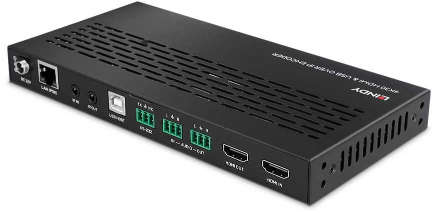 AV kodavimo įrenginys - LINDY 4K30 HDMI ir USB per IP sistemą, 4K@30Hz PoE RS-232