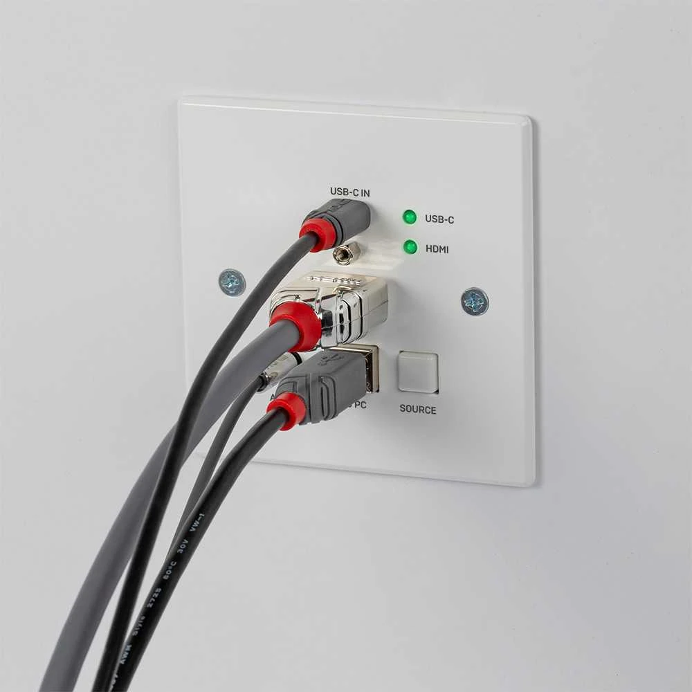 AV Ilgintuvas - LINDY Cat.6 HDMI 4K60 ir Type C HDBaseT JK Sieninės Plokštės KVM Ilgintuvas, 150 m