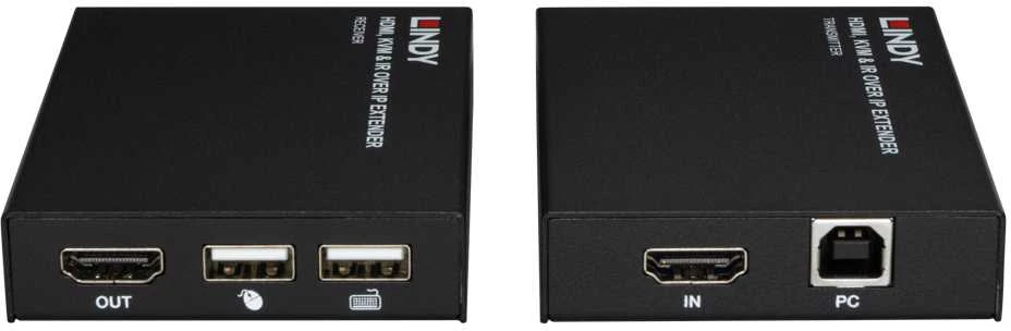 LINDY HDMI KVM siųstuvas ir imtuvas su jungtimis