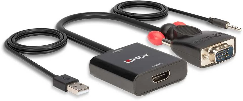 Lindy VGA į HDMI konverteris su integruotais USB ir audio laidais