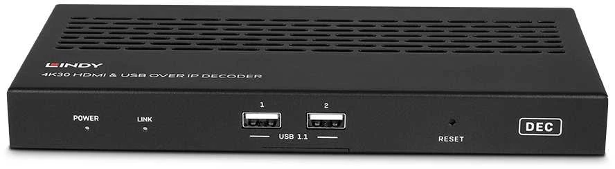 Lindy 4K30 HDMI ir USB dekoderis - priekinis skydelis