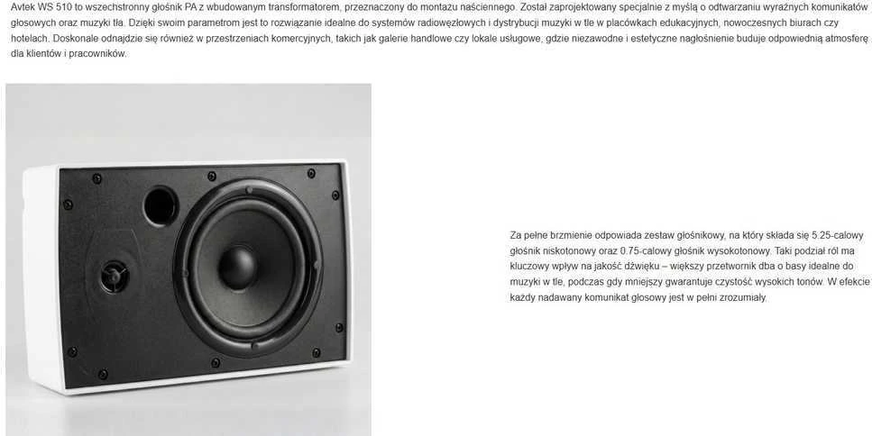 Kompiuterio kolonėlės Sieninis garsiakalbis Avtek WS 510