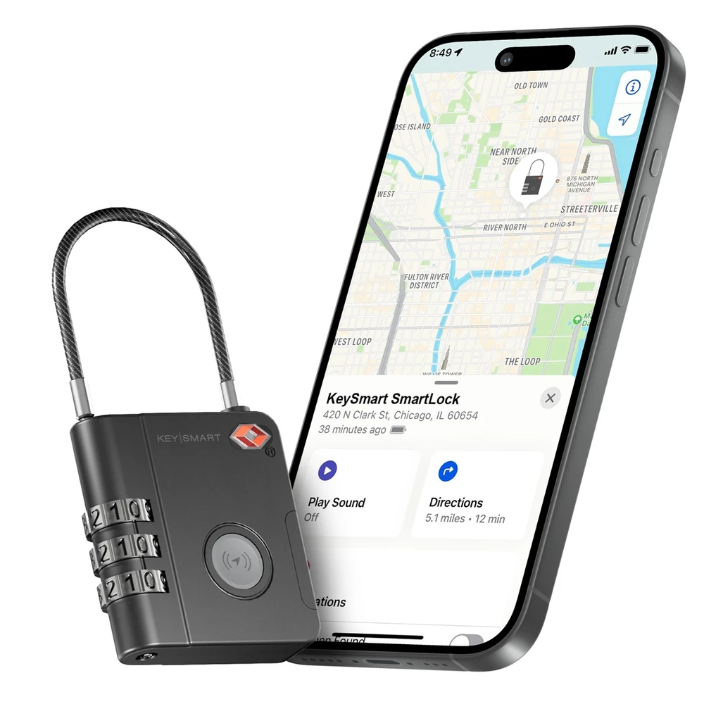 KEYSMART išmanioji spyna; TSA patvirtinta „Find My Lock“, Juodas