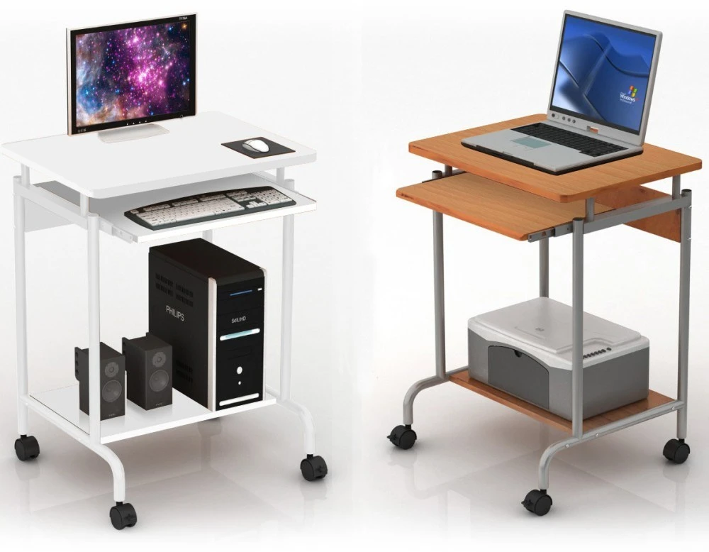 TECHLY 305694 Techly Compact kompiuterio stalas 600x450 su slankiojančiu klaviatūros dėklu bukas/sidabrinis