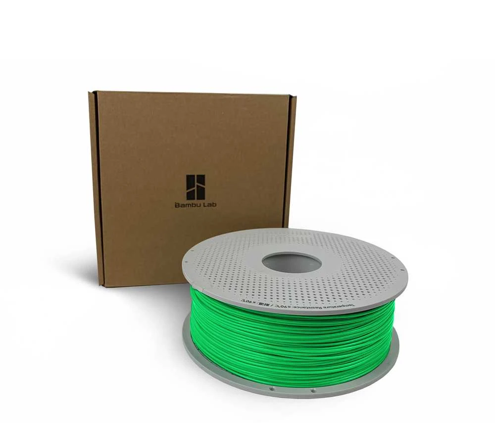 3D Plastikas – Filamentas PLA With spool/Su rite Basic Bambu žalios spalvos | 1.75 mm, 1kg | Bambu Lab
