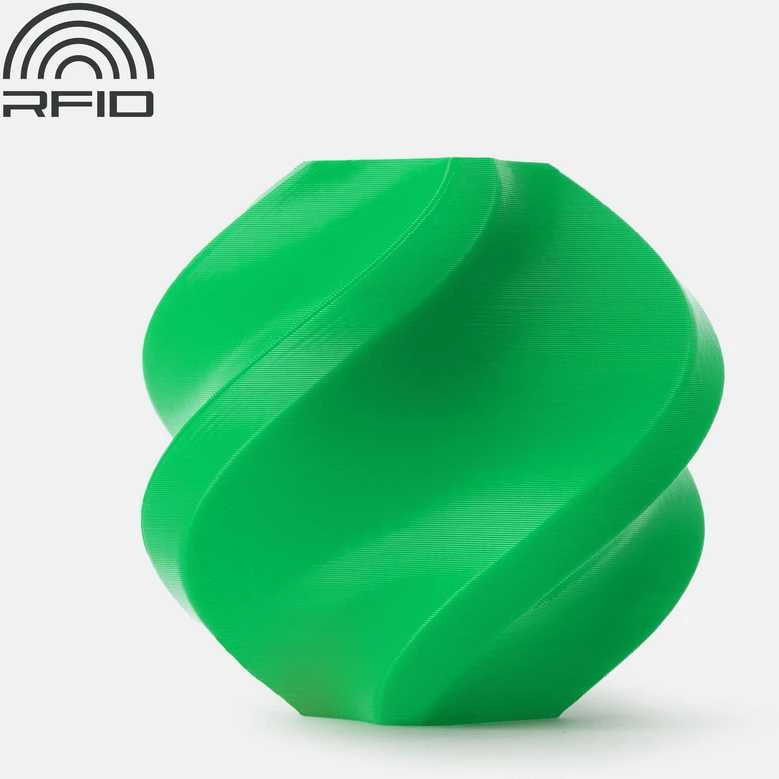3D Plastikas – Filamentas PLA With spool/Su rite Basic Bambu žalios spalvos | 1.75 mm, 1kg | Bambu Lab