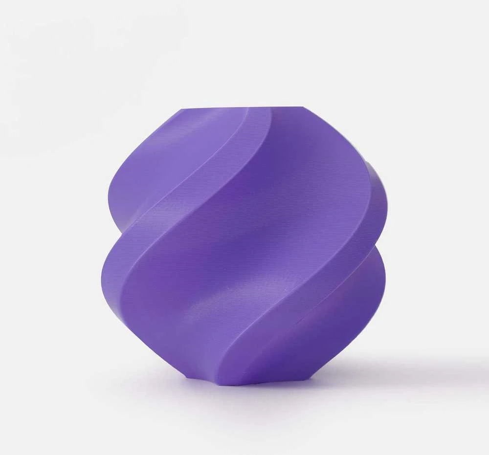 Violetinė 3D spausdinta vaza iš PLA plastiko