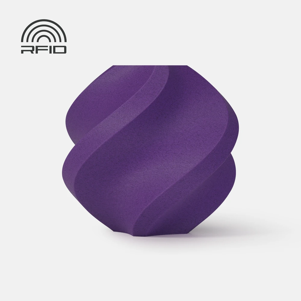 Violetinis PLA-CF 3D spaudinio pavyzdys