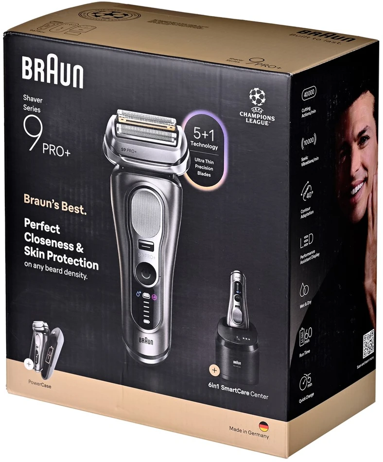 Braun 9675CC Barzdaskutė Series 9 PRO+ Clean&Charge +Power Case / pilkas