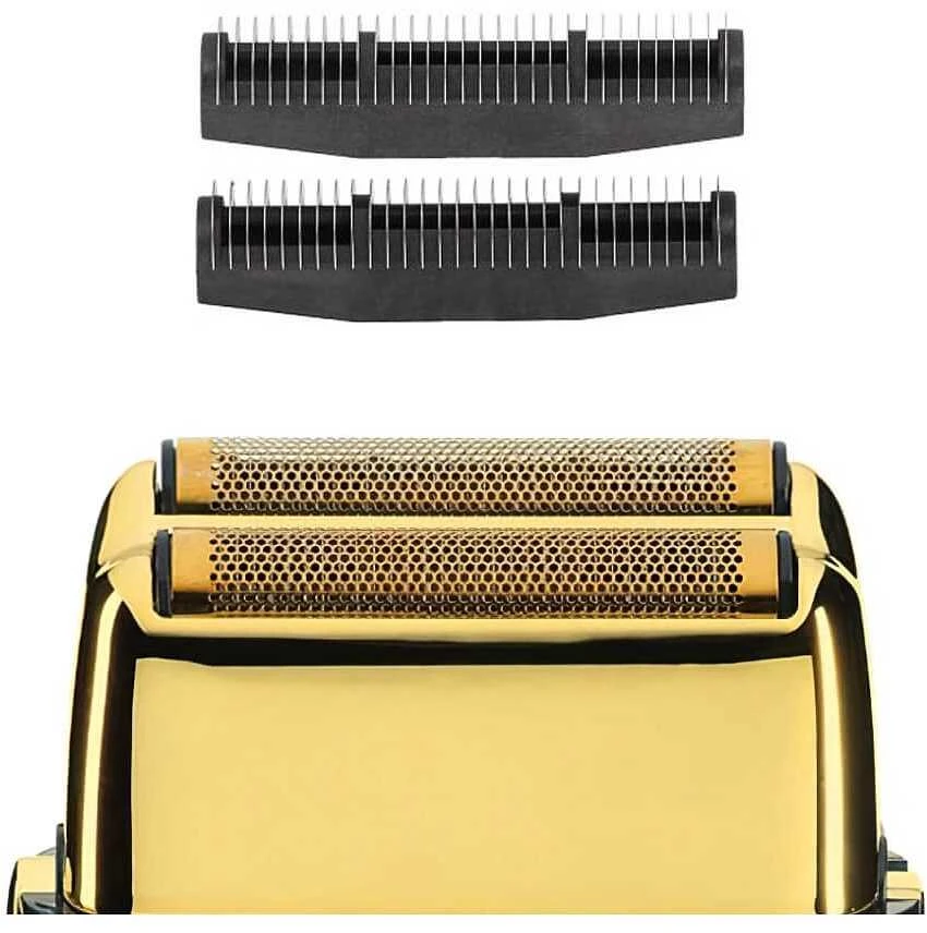 Tinklelio ir peiliukų rinkinys plaukų skutimo mašinėlei Babyliss Pro Replacement Foil Head 2 Cutters Gold FXRF2GE, skirtas plaukų skutimo mašinėlei FXFS2GE