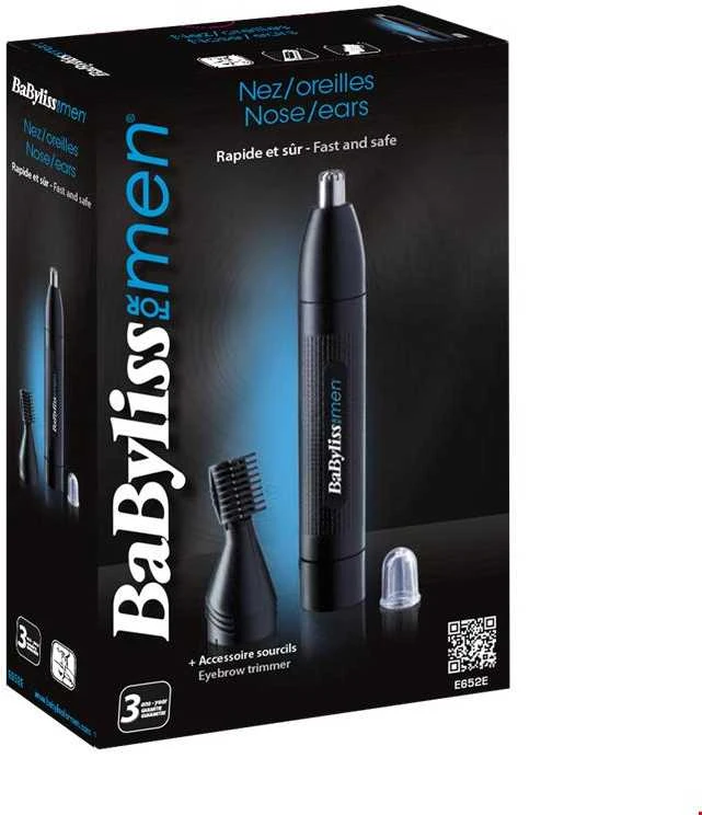 Sveikata ir asmeninė priežiūra - BaByliss Men Nosies Ir Ausų Žoliapjovė E652E, Plaunamos Priedai, Juoda