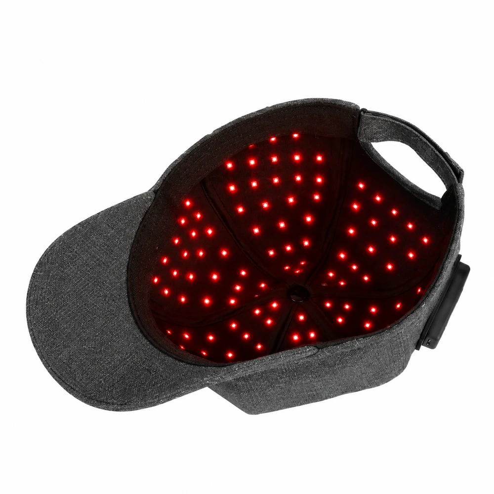 Plaukų džiovintuvas Šviesos Terapijos Kepurė - Lunni Raudonos Ir Artimosios Infraraudonosios Šviesos 158 LED 660 nm/850 nm 2 000 mAh Pilka Džinsinė