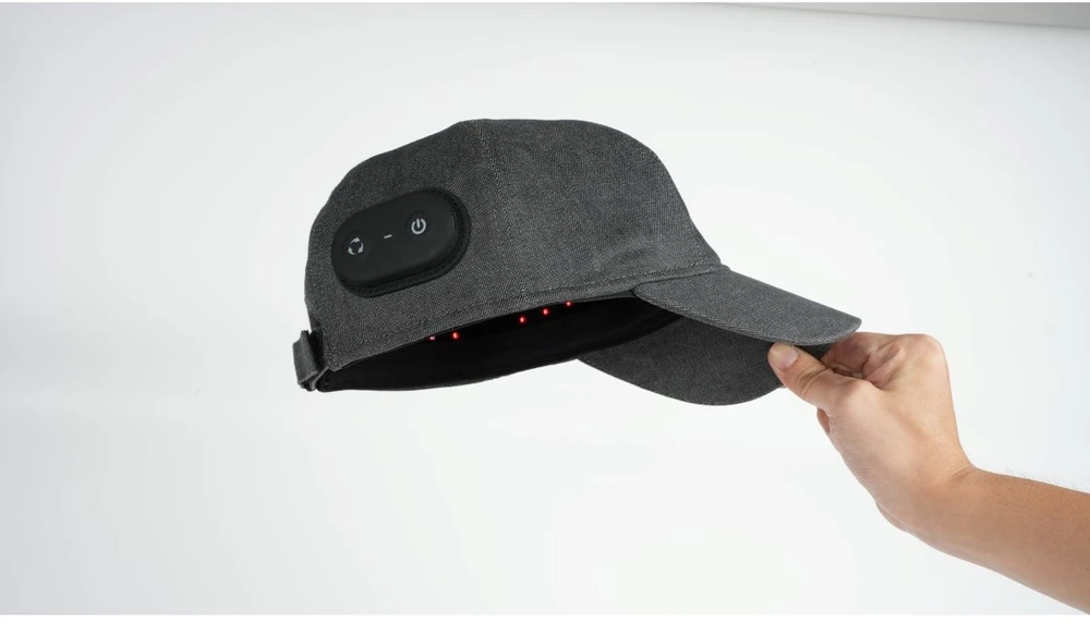 Plaukų džiovintuvas Šviesos Terapijos Kepurė - Lunni Raudonos Ir Artimosios Infraraudonosios Šviesos 158 LED 660 nm/850 nm 2 000 mAh Pilka Džinsinė