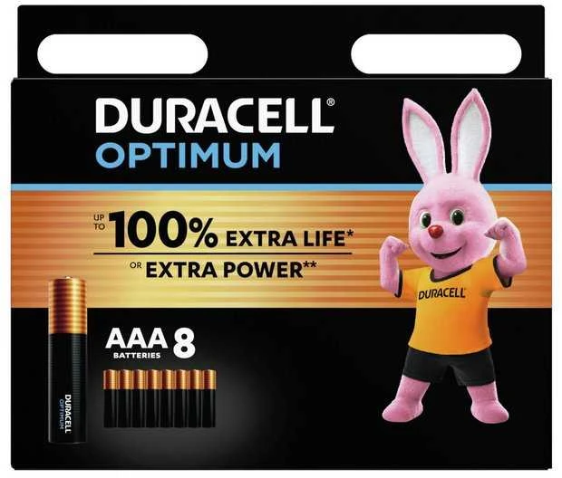 Duracell AAA Optimum baterijų pakuotė su zuikiu