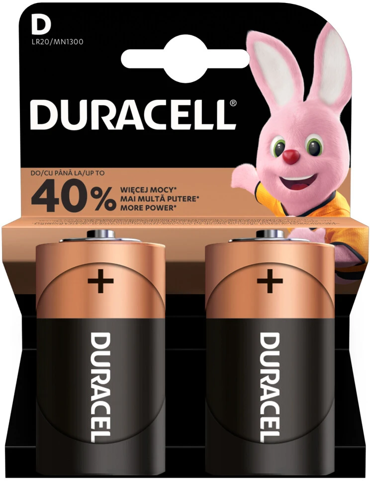 Baterija - Duracell LR20 D MN1300 1.5V Alkalinės Baterijos 2 Pak.