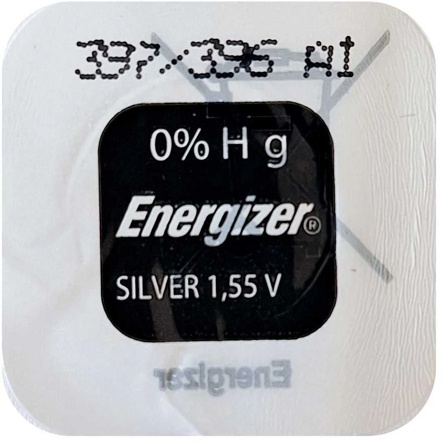 Energizer 397/396 tableto tipo baterija iš arti