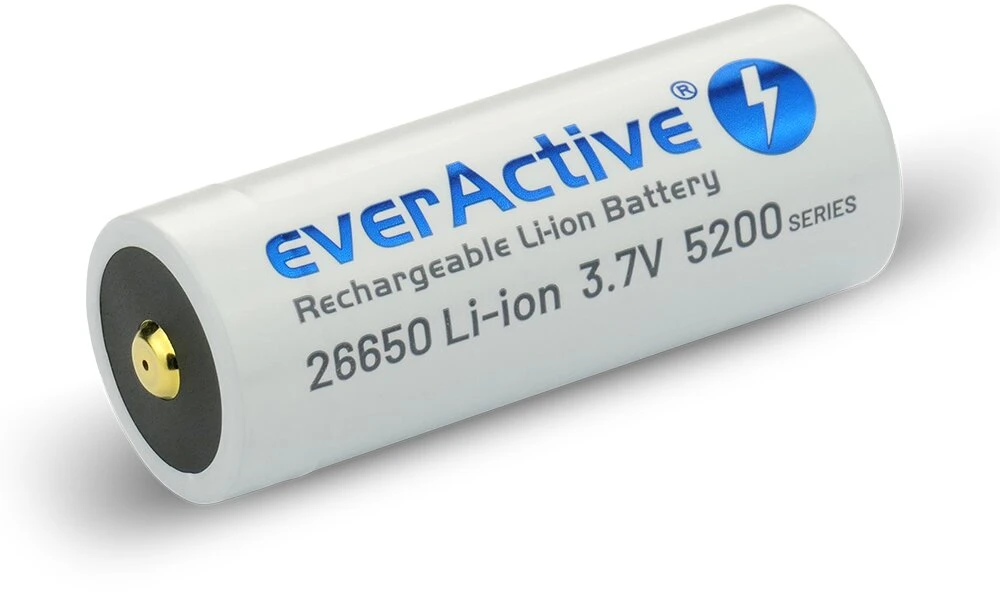 everActive USB įkraunamas 26650 3,7V 5200mAh akumuliatorius su PCM